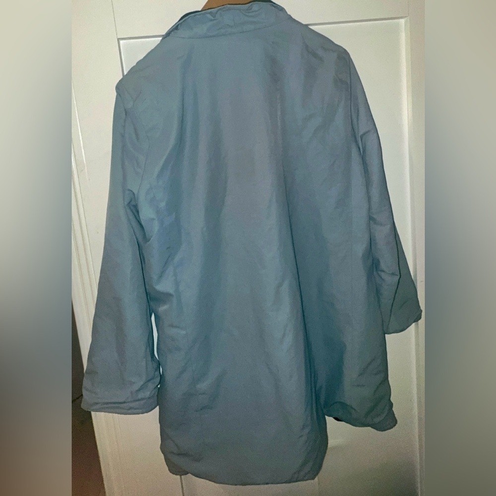 EILEEN FISHER Light Blue Nylon Wool Blend Zip Front Long Sleeve Jacket medium - Picture 12 of 13